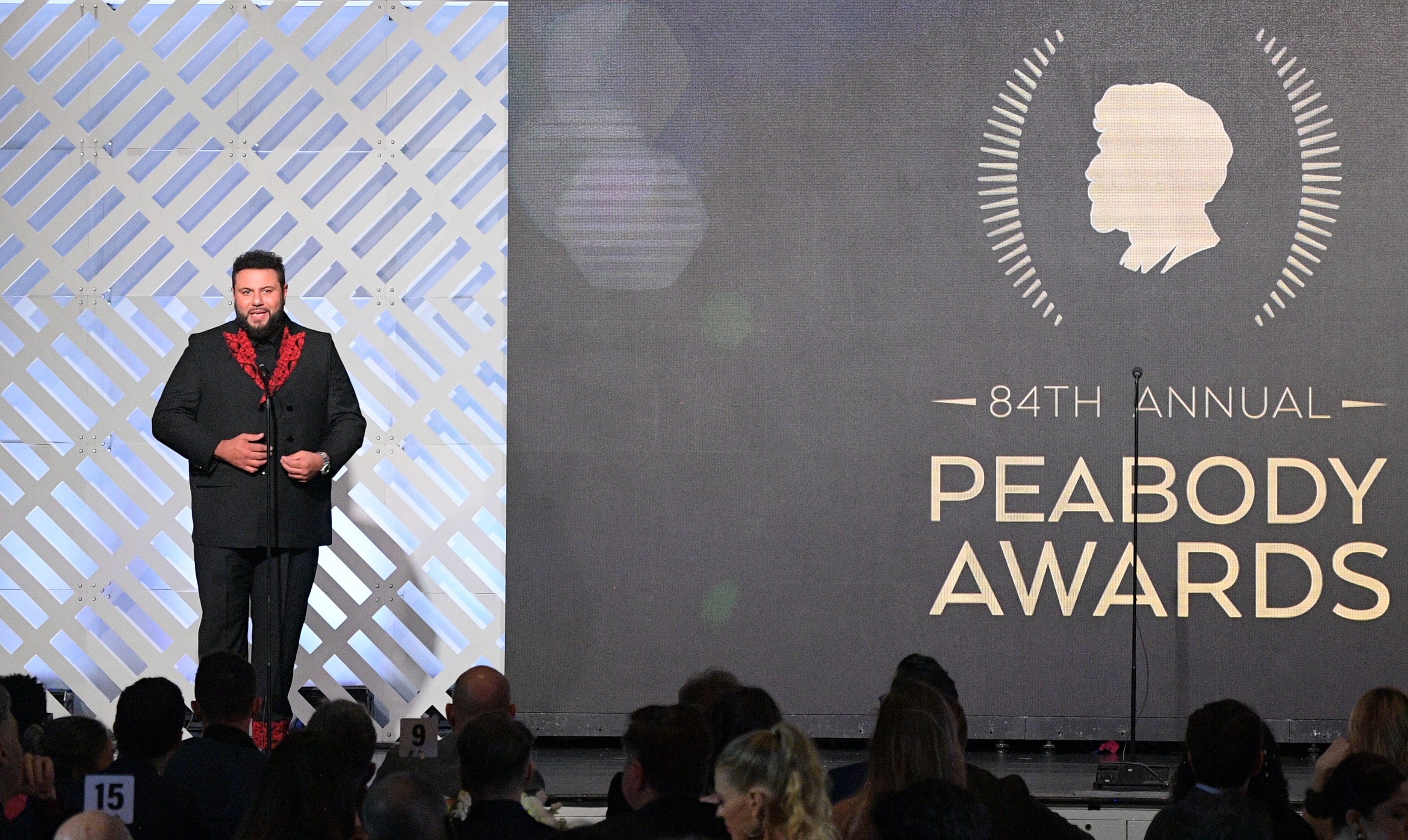 Mohammed Amer speaks onstage during the 2024 Peabody Awards.