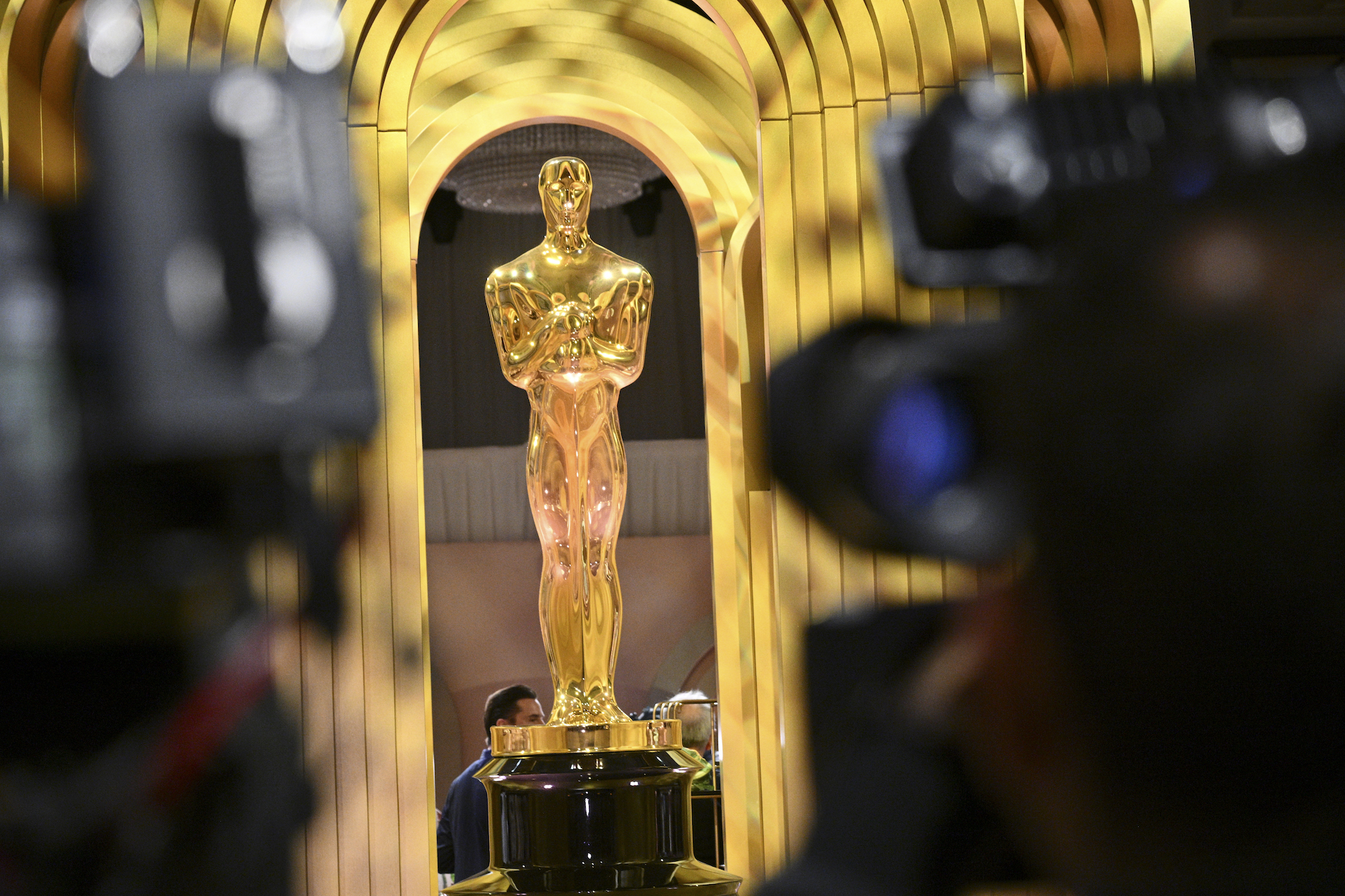 A view of the Oscar Statue as decoration at the 96th Oscars Governors Ball Preview held at Ovation Hollywood on March 5, 2024 in Los Angeles, California.