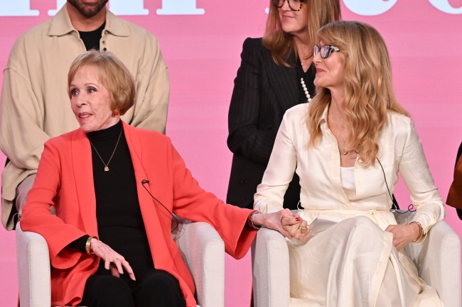 Carol Burnett and Laura Dern of 'Palm Royale' speak at the Apple TV+ presentations at the TCA Winter Press Tour held at The Langham, Huntington on February 5, 2024 in Pasadena, California. (Photo by Michael Buckner/Variety via Getty Images)