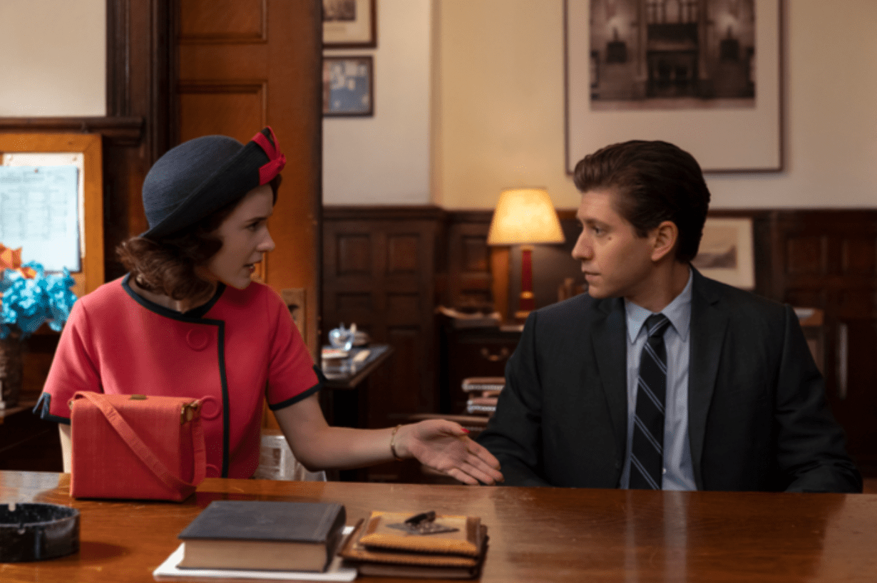 Rachel Brosnahan and Michael Zegen on "The Marvelous Mrs. Maisel"